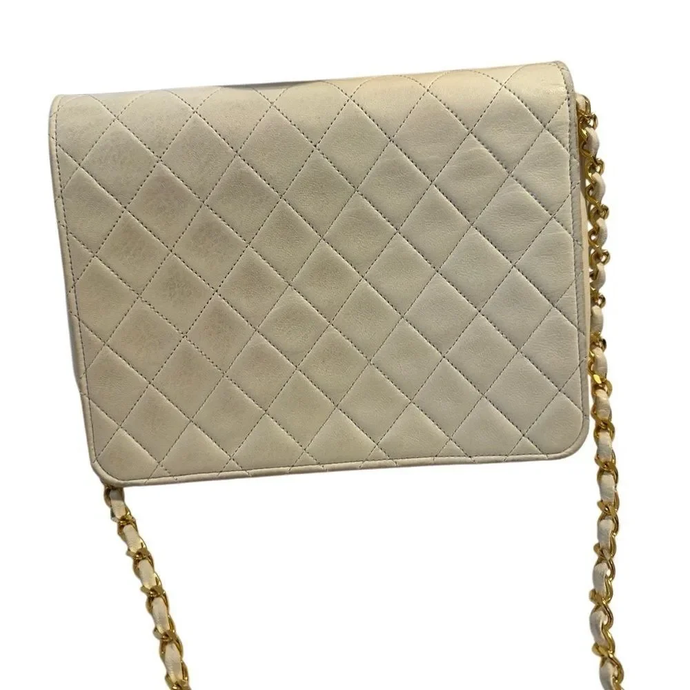 Chanel Cream Gold Quilted Crossbody Bag